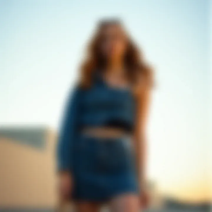 Styling Versatility: From Casual to Chic Versatile styling options for the two-piece jean skirt set