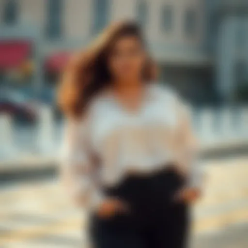 Stylish Plus Size Loose Blouse Stylish plus size loose blouse on model