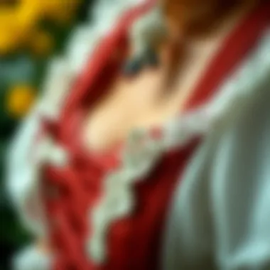 Craftsmanship details showcasing the stitching and fabric of beer maiden attire