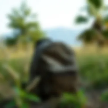 Cheetah print backpack in a natural outdoor setting