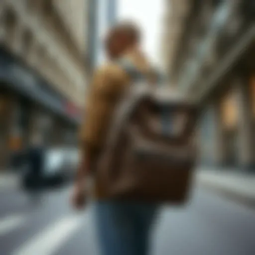 Urban Fashion with Cheetah Print Backpack A stylish cheetah print backpack on a city street