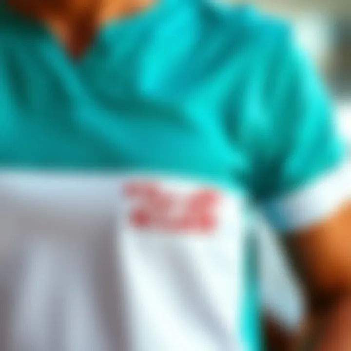 Customized crew neck scrub top with unique embroidery