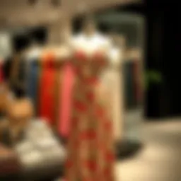Ditsy floral split maxi dress on a mannequin