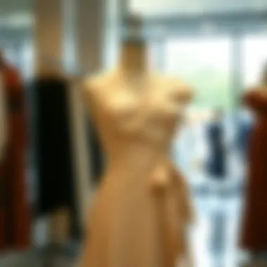 Elegant asymmetrical dress showcased on a mannequin