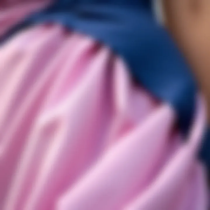 Close-up of fabric details of an asymmetrical dress