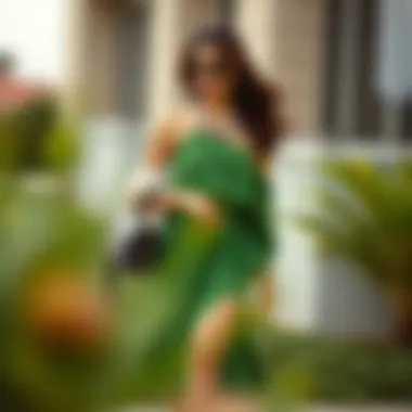 Stylish asymmetrical dress paired with accessories