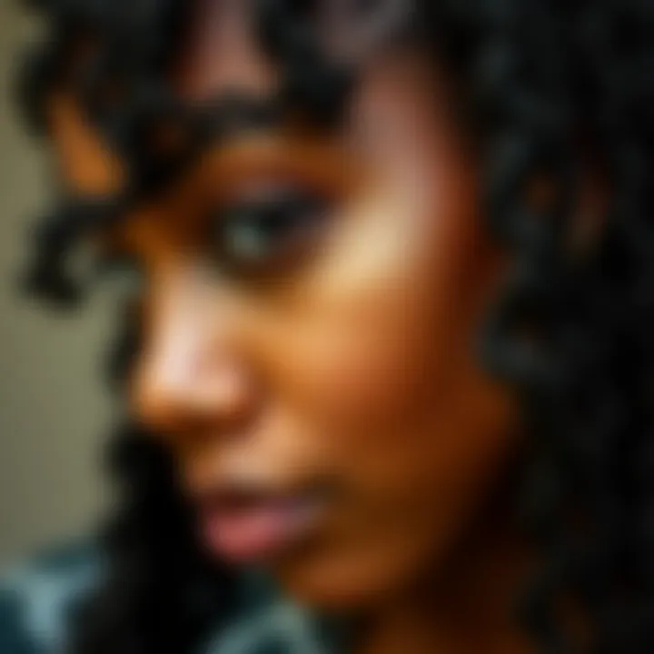 Close-up of faux locs with intricate detailing