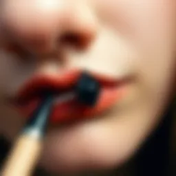 A close-up of a black lip stud showcasing its intricate design.