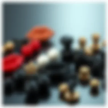 Diverse Materials of Black Lip Studs A collection of black lip studs highlighting various materials and finishes.