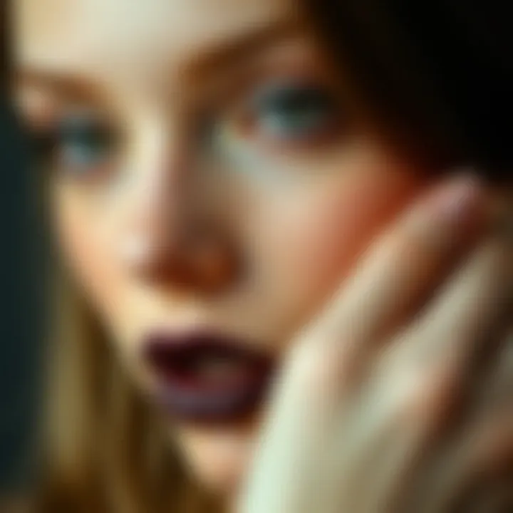 Social Media Influence on Black Lip Studs An artistic representation of social media posts featuring black lip studs.