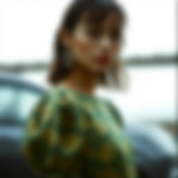 Styling Options for Jacquard Dress Fashionable styling options for a jacquard puff sleeve dress