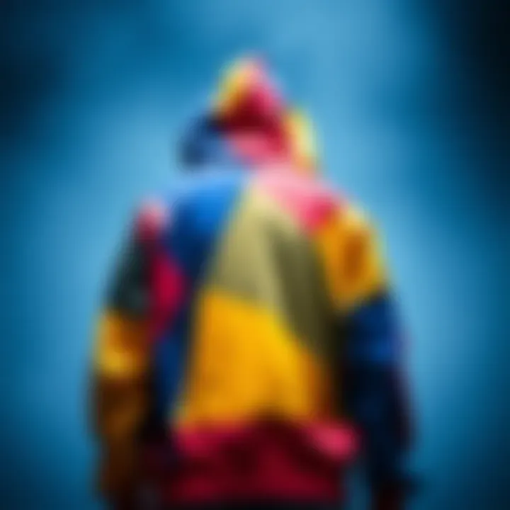 Vibrant multicolor hoodie showcasing diverse patterns