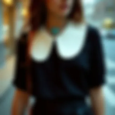 Chic Outfit Featuring a Peter Pan Collar Top A chic outfit featuring a Peter Pan collar top paired with accessories