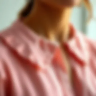 Intricate Fabric Details of a Peter Pan Collar Top Close-up of the intricate fabric details of a Peter Pan collar top