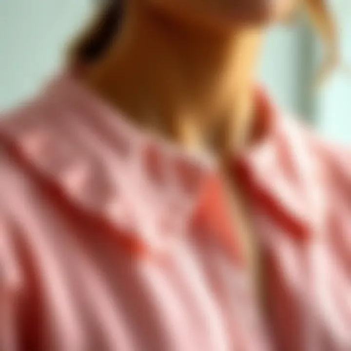 Intricate Fabric Details of a Peter Pan Collar Top Close-up of the intricate fabric details of a Peter Pan collar top