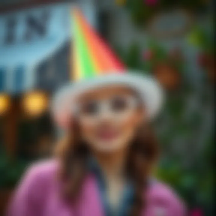 Rainbow Hat as a Statement Accessory Stylish outfit featuring a rainbow party hat as a statement accessory