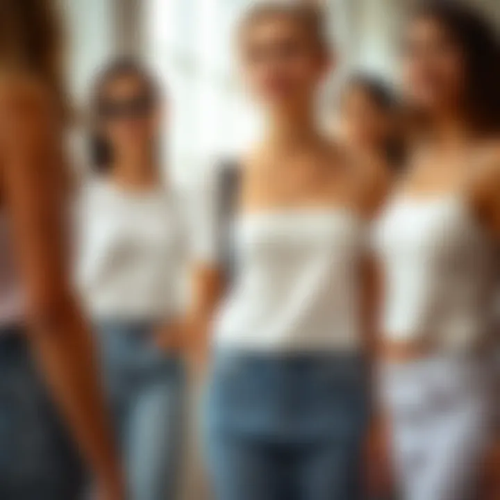 A collection of chic white tops showcasing various styles and cuts.