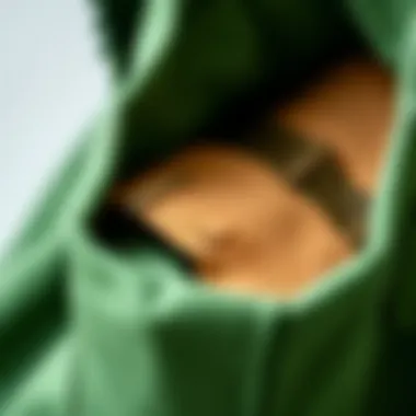 Close-up of eco-friendly materials used in a green bag