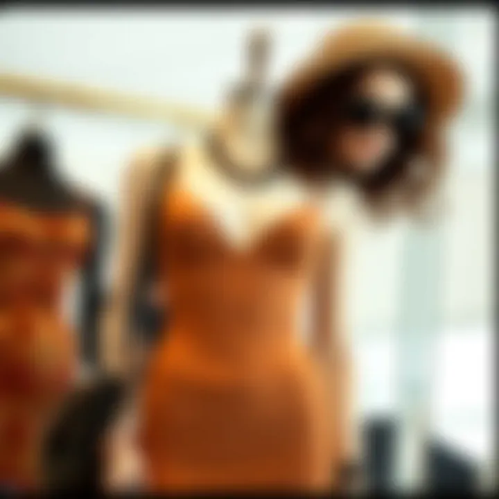 Fashionable Styling with Accessories Stylish summer bodycon mini dress paired with trendy accessories on a mannequin.