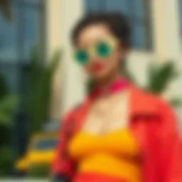 Stylish two-piece brunch outfit featuring vibrant colors