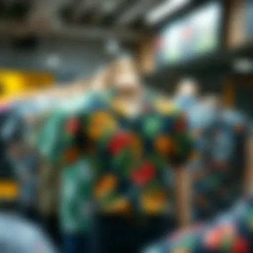 A vibrant display of various SNS shirt designs showcasing unique patterns and colors