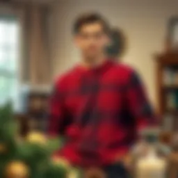 Classic plaid sweater in a cozy setting