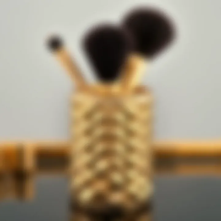 Eco-Friendly Gold Brush Holder Eco-friendly gold brush holder made from sustainable materials