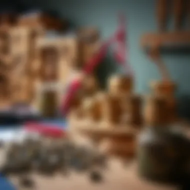 Artisan's workspace displaying crafting tools and beads