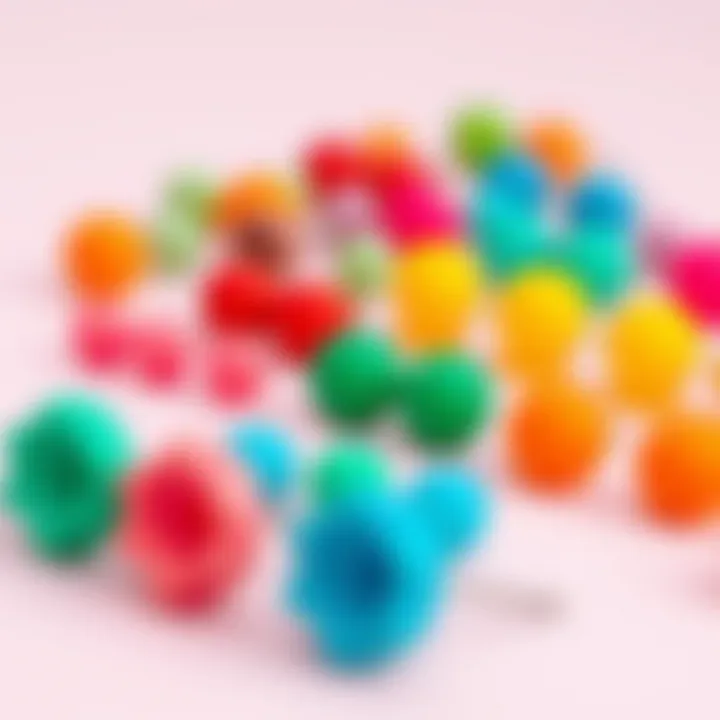 Trendy Color Palette of Rubber Stud Earrings Aesthetic arrangement of rubber stud earrings in trendy colors