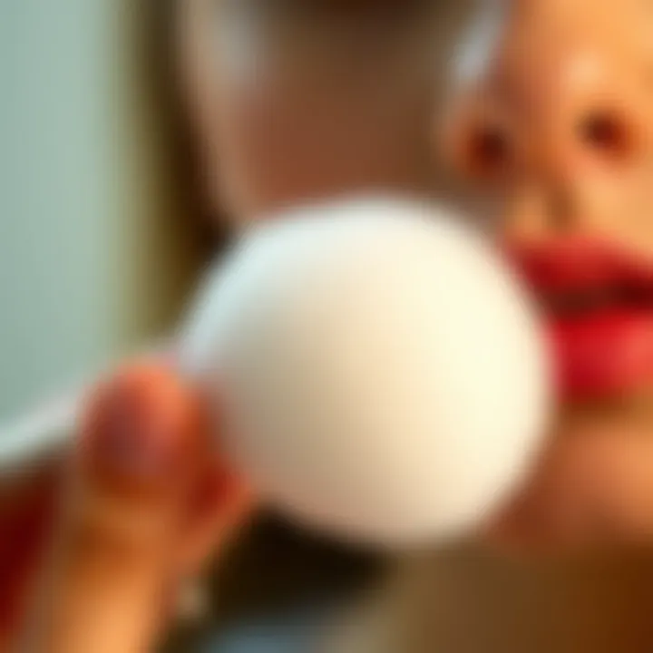 Applying Makeup: The Art of the Powder Puff A close-up of a powder puff in action during a makeup application