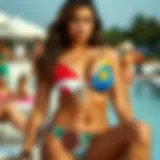 Vibrant flag swimsuit showcasing cultural patterns