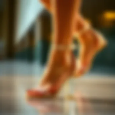 Versatile Design of Clear Ankle Strap Sandals Elegant design of a clear ankle strap sandal showcasing its versatility