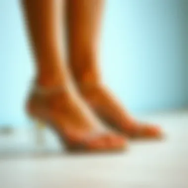 Intricate Design of Clear Ankle Strap Sandals Close-up of clear ankle strap sandals highlighting their intricate design