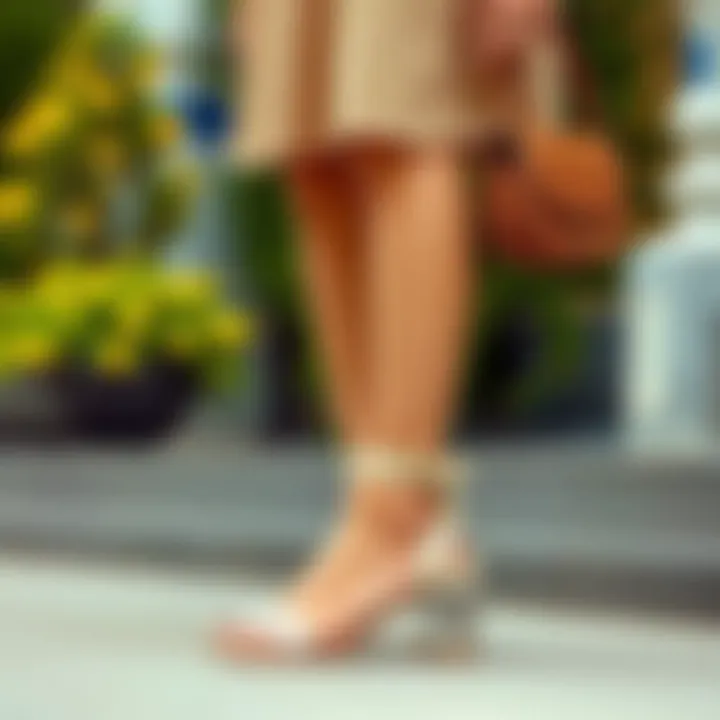 Chic Outfit with Clear Ankle Strap Sandals Stylish pairing of clear ankle strap sandals with a chic outfit