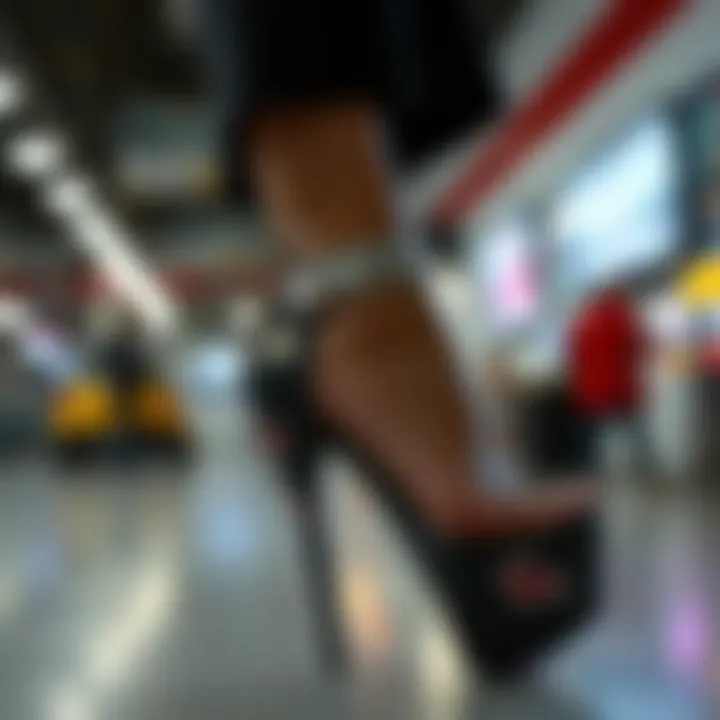 An artistic representation of fashion customization with high heel stickers in a trendy setting