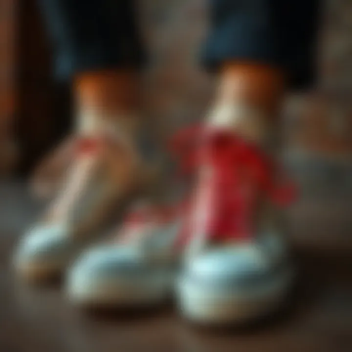 Canvas Shoes as Style Statements Stylish canvas shoes adorned with unique laces in a fashionable setting