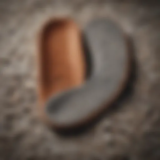 Close-up of luxurious felt insoles showcasing texture