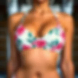 Elegant floral design of a ruched bikini