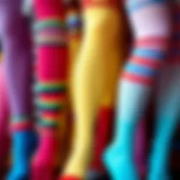 A colorful display of quirky thigh high socks