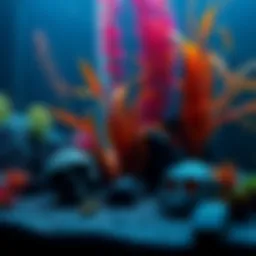 Spooky underwater Halloween theme with aquatic plants