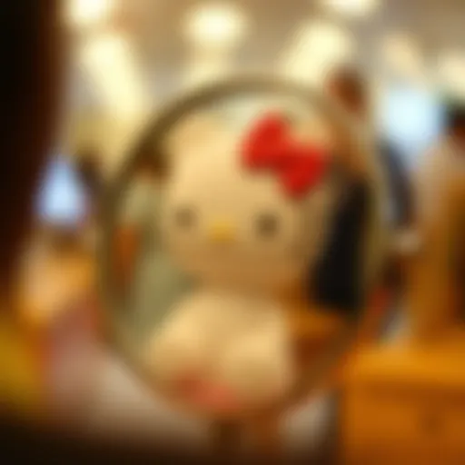 Close-up of a beautifully designed Hello Kitty mirror showcasing its intricate details.