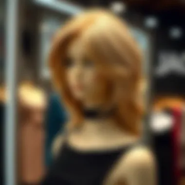 Elegant Honey Blonde Ombre Wig Showcase Stunning honey blonde ombre wig displayed on a mannequin