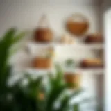 Elegant hanging shelves adorned with stylish baskets