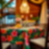 Vibrant luau tablecloth showcasing tropical patterns