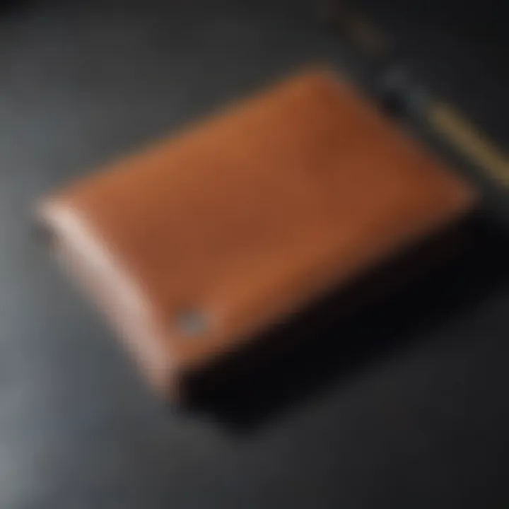 Close-up view of premium materials used in wallet production