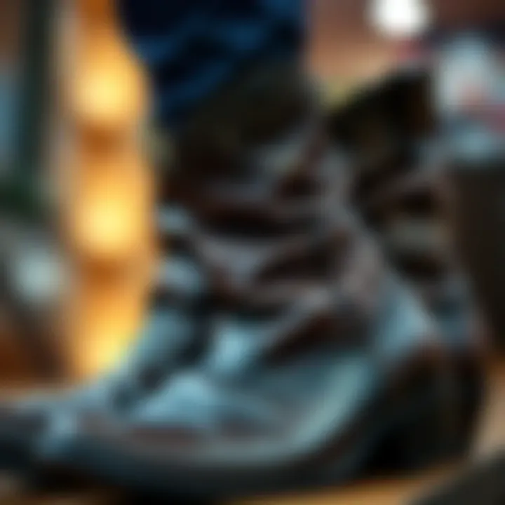 Detailed view of the craftsmanship in cowboy boots with side zippers