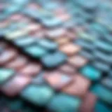 Detailed close-up of intricate mermaid tail scales showcasing texture and color variations