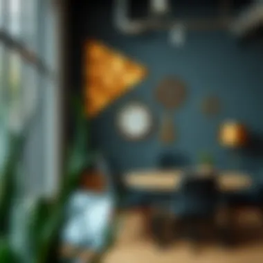 Creative application of metal wall decor in a stylish office