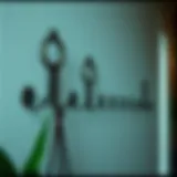 Elegant metal wall decor featuring hooks in a modern setting