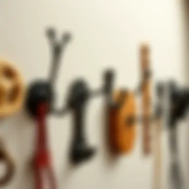 Various styles of metal wall decor hooks for organization